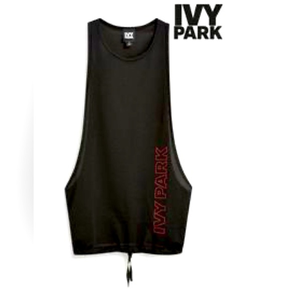 * Ivy Park Black Open Sides Perforated Jersey Tank Top Size S
